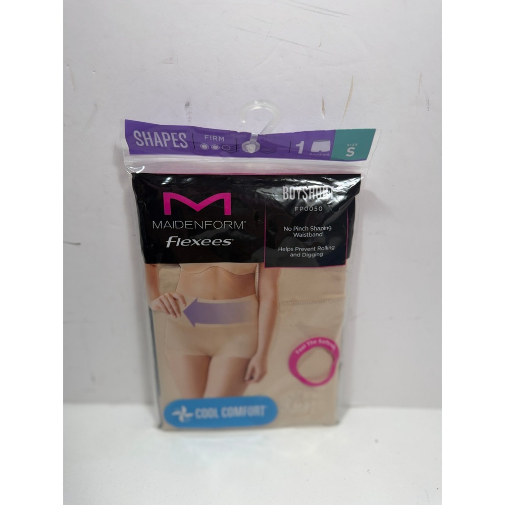 Maidenform Flexees Boyshort Shapewear FP0050 Firm‎ Control Nude Beige Small NEW